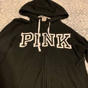 Pink Black zip up hoodie